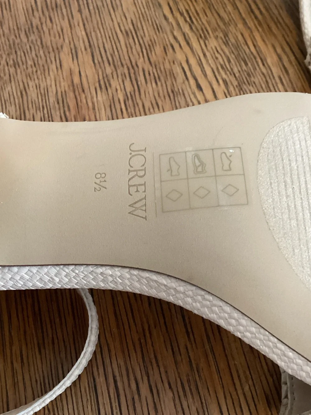 J. Crew Cream Woven Block Heel Sandal with Ankle Strap